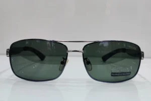 Silver Curved Polarized Green Lenses Sunglasses