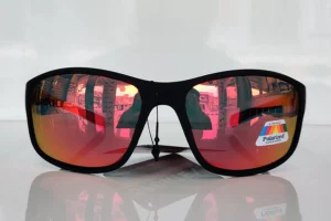 Matte Black with Red Mercury Curved Sunglass