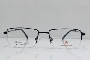 Black half rimless titanium metal frame